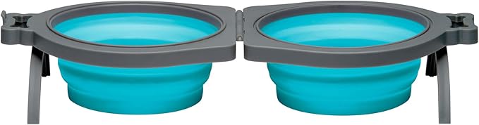 Loving Pets 73807992: Travel Double Diner Dog Bowl, Blue Md