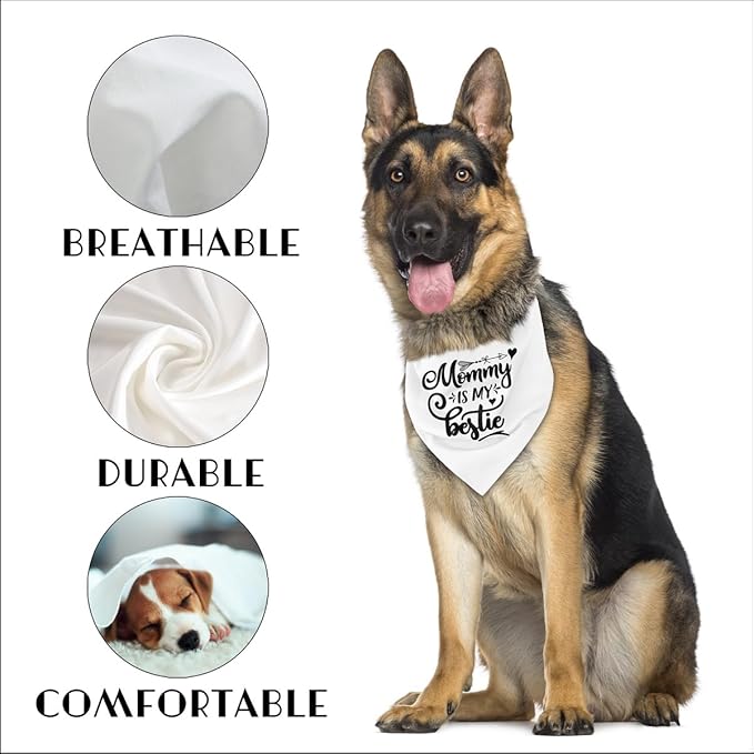 Dog Bandana, Mommy is My Bestie, Dogs Scarf Classical Printing, Dogs Scarf Accessories, Doggy Kerchief Pet Kerchief, Christmas Birthday Thanksgiving Doggy Gift B01