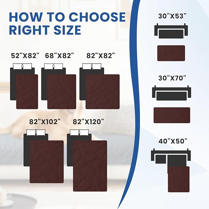 Waterproof Couch Covers for Pets, Waterproof Dog Bed Cover, Anti-Slip Soft Dog Blankets, Couch Cover for Dogs Washable, Pet Blanket for Puppy Large Dogs Cat (30x70 Inch, Coffee)