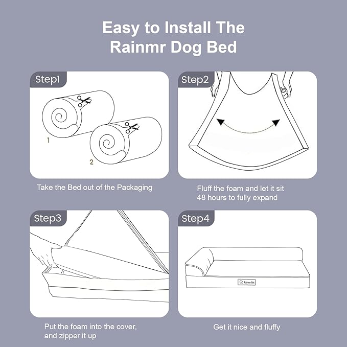 Orthopedic Dog Beds for Large Dogs, Memory Foam Dog Beds Large Sized Dogs, Washable Removable Cover, Nonskid Bottom, Waterproof, for Indoor, Outdoor, Crate ＆ Car Use, 36x27x6 Inches, Dark Grey