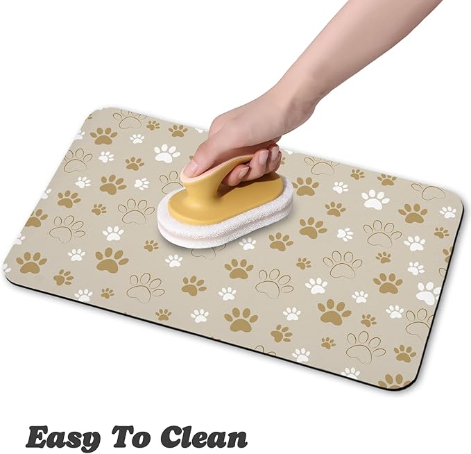 Dog Food Mat, Absorbent Water Bowl Mats Cat Pet Feeding Placemats Beige 12 * 20 inch