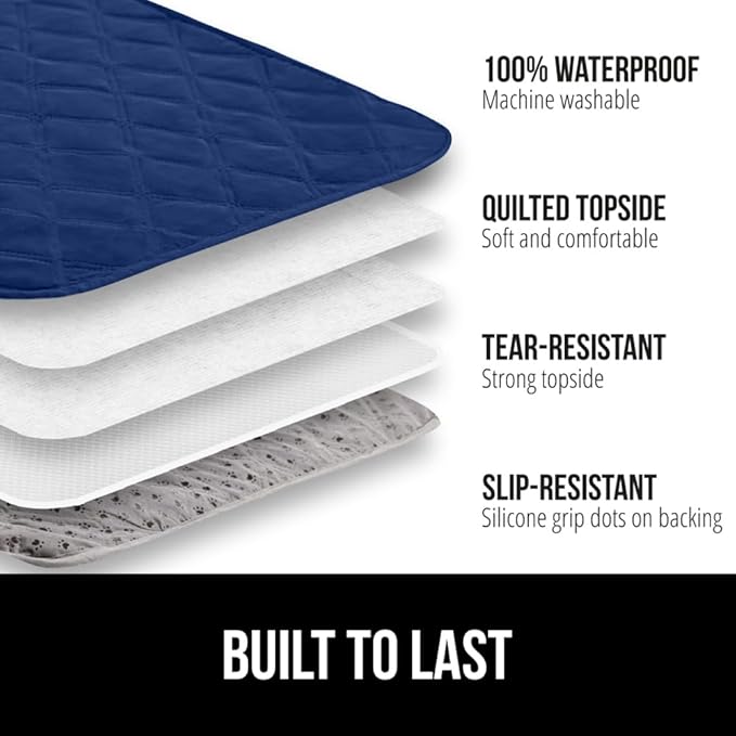 GORILLA GRIP Waterproof Couch Cover for Dogs, Gripped Slip Resistant Backing, Leak Proof Washable Dog Blanket Covers Sofa, Bed, Sectional, Crate, Car, RV Seats, Pet Puppy Essentials, 30x70 Navy
