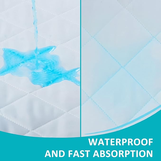 KANECH Washable Underpads 34"x36" (4 Pack), Waterproof Heavy Absorbency Reusable Incontinence Bed Pads for Adults, Elderly, Kids & Pets - Bedwetting Mattress Protector