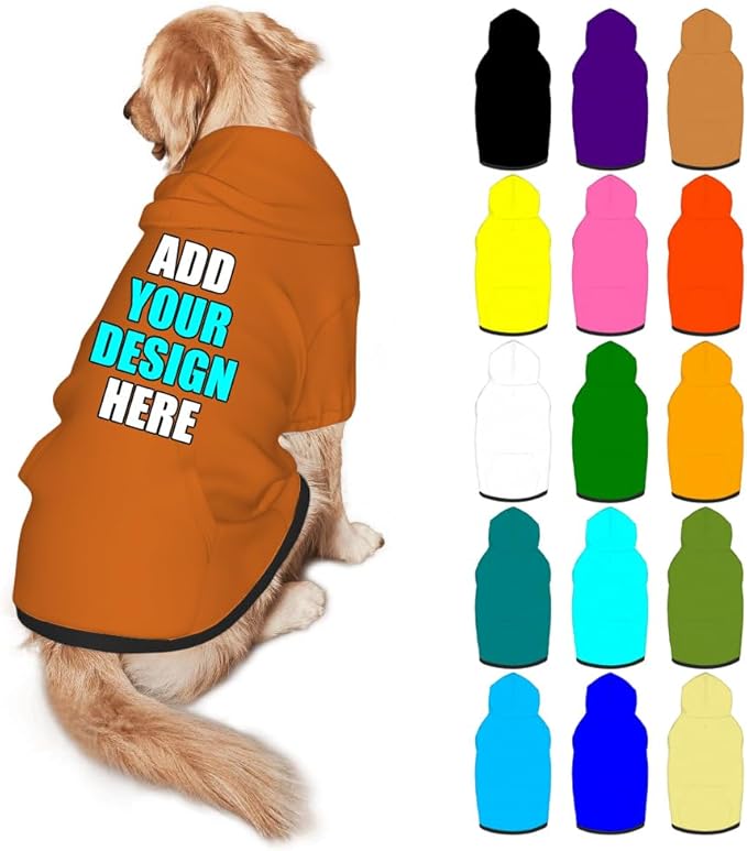 Custom Dog Hoodie Personalized Photo Text Logo Name Dog Clothes, Soft & Warm for Puppy Sweatshirt Hooded for Small Medium Large Dogs Girl/Boy Cats/Kitten, Chocolate, XL