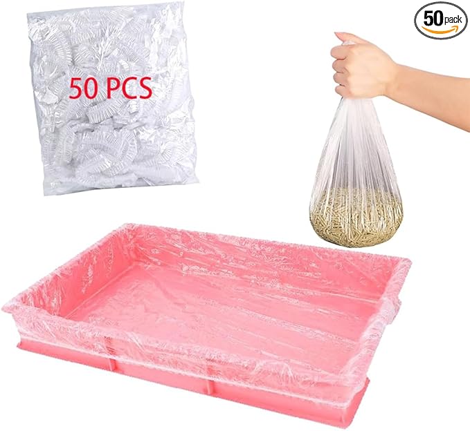 50 Pcs Disposable Rabbit Cage Liner Plastic Toilet Film Leak-Proof for Small Animals Bunny Guinea Pig Bird Cage Liners Litter Box Crate Tray Drawer Quick Cleanup Essentials Indoor (Small)
