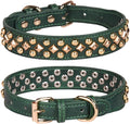 Spiked Dog Collar Soft Pu Leather Mushrooms Rivet Spike Studded Puppy Adjustable Pet Collars for Small Breeds (XS, Green3)
