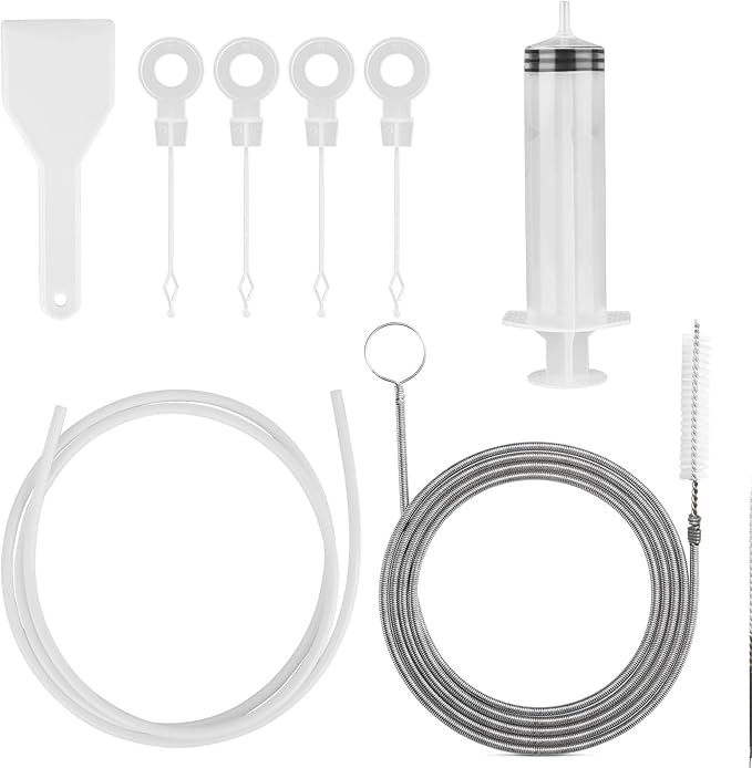 8 PCS Refrigerator Drain Cleaning Tool - Fridge Water Line Cleaner Kit with Long Tube Brush Cleaner, Water Dispenser Cleaning Kit