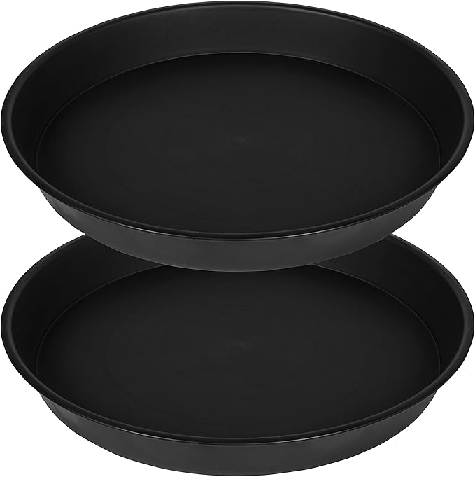 2 Pack of 20 21 inch Plant Saucer Round, Deep Plant Saucers for Pots, Heavy Duty Plastic Plant Drip Tray for Indoors Outdoor, Bird Bath Bowls, Plant Trays for Planter 19-22" (21 inch, Black)