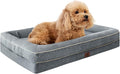 Waterproof Memory Foam Dog Beds for Small Dogs Non-Slip Orthopedic Dog Beds Washable Couch Pet Bed with Removable Cover (Grey, Small)