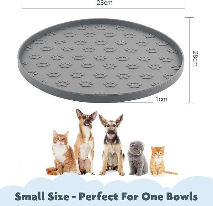 SUNLAND Silicone Pet Feeding Mats for Food and Water Pet Placemat for Dog and Cat Waterproof Non-Slip Feeding Bowl Mat Raised Edge Prevents Residue from Spilling onto The Floor Pets Accessories 2 Pack