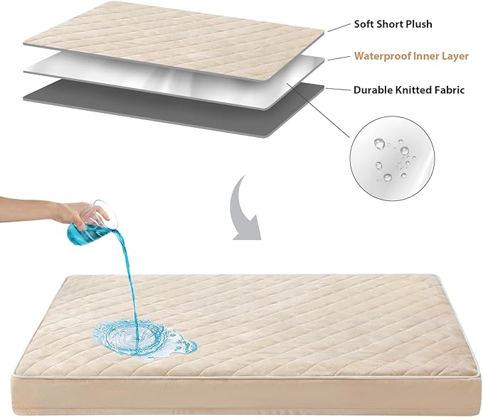 WNPETHOME Orthopedic XXL Dog Beds Large Sized Dog, Waterproof Extra Large Dogs Bed with Removable Washable Cover, Multi-Needle Quilting Dogs Crate Bed