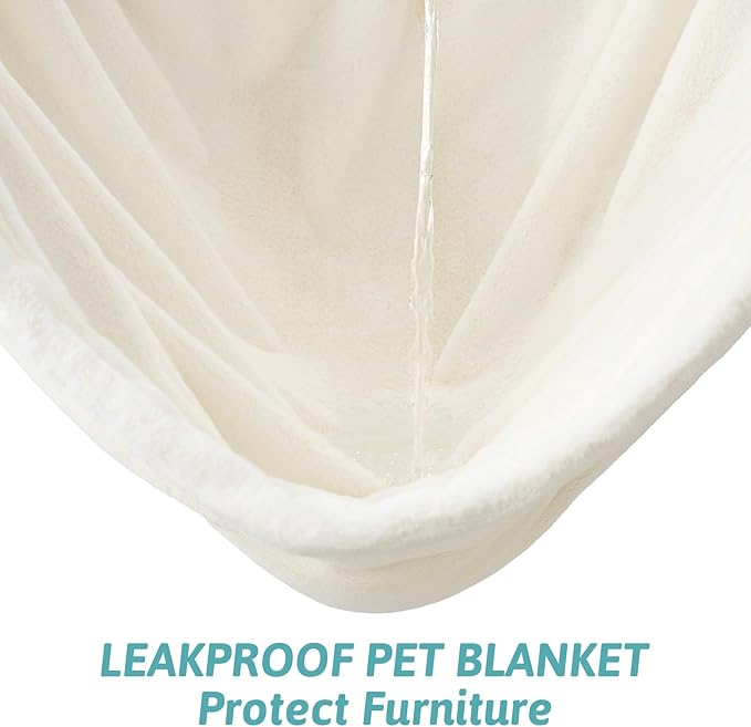 Waterproof Pet Blanket, Ultra Soft Luxury Faux Fur Throw Blanket for Couch, Cozy Warm Plush Blanket for Sofa Bedroom Living Room, Liquid Pee Proof for Large Dog or Cat, 40x60 inch, Cream