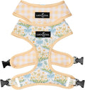 Lucy & Co. Sunshine and Daffodils Reversible Dog Harness, Adjustable Comfort Fit with Dual Leash Attachments, Medium