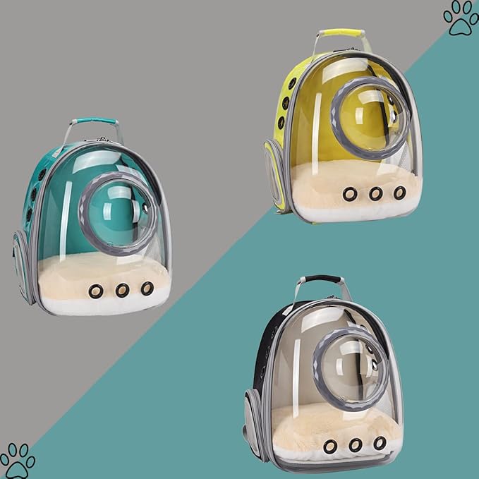 Cat Backpack Carrier, Bubble Backpack for Cat Kitten Small Puppy and Bunny, Space Capsule Bubble Cat Backpack Carrier, Airline Approved Waterproof Yellow Pet Backpack for Small Dog