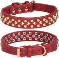 Spiked Dog Collar Soft Pu Leather Mushrooms Rivet Spike Studded Puppy Adjustable Pet Collars for Small Breeds (M, Red3)