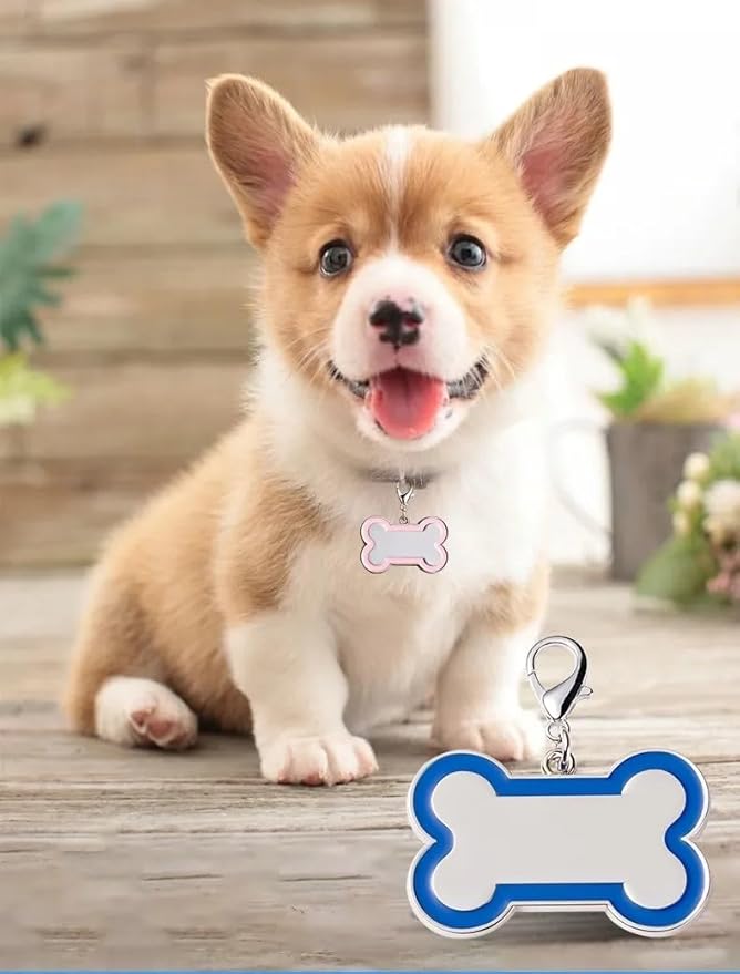 Double-Sided Personalized Dog Tags for Pets - pet ID tag, Laser Engraved Dog tag, Name tag for Dog Collar, Dog Tags for Large Dogs (Orange, Bone-Shaped-Large)