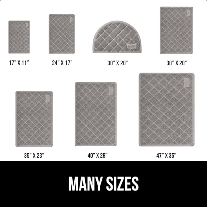 GORILLA GRIP Cat Litter Box Mat, Water Resistant, US Designed Kitty Litter Trapping Mats, Easy to Clean, Scatter Control, Less Mess and Clean Floors, Kitten Supplies for Indoor Cats, 24x17 Grey