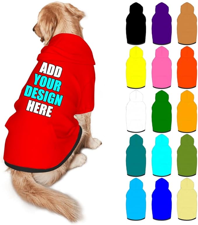Customized Dog Hoodie with Name Logo Personalized Text Soft & Warm for Puppy Sweatshirt Hooded for Small Medium Large Dogs Girl/Boy Cats/Kitten, Red, L