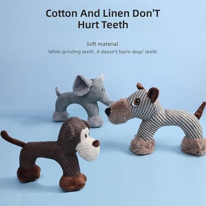 Xcho Linen Safari Companions Squeaky Dog Chew Animals Indestructible Dog Chew Toys Puppy Toys to Keep Them Busy for Small Medium Dogs Uitable for Indoor and Outdoor Throwing Play(Monkey)