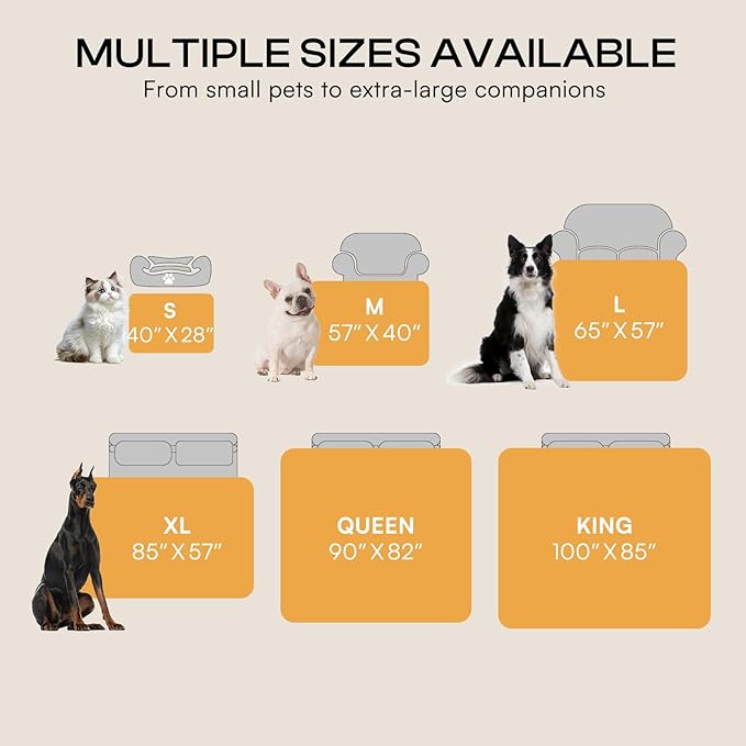 Luciphia Waterproof Pet Blanket, Liquid Pee Proof Dog Blanket for Sofa Bed Couch, Reversible Sherpa Fleece Furniture Protector Cover for Small Medium Large Dogs Cats, Grey Beige X-Large（85" x 57"）