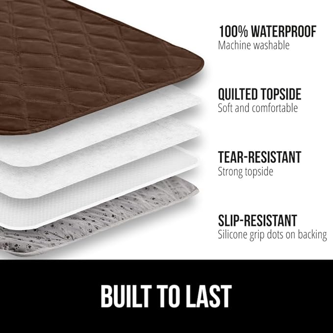 GORILLA GRIP Waterproof Bed Cover for Dogs, 82x52, Gripped Slip Resistant Backing, Leak Proof Washable Dog Blanket Covers Sofa, Couch, Sectional, Crate, Car, RV Seats, Pet Puppy Essentials, Brown