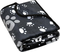 Dog Blanket, Soft Fleece Dog Blankets for Large Dogs, Fluffy Flannel Pet Cat Puppy Blanket Mat Cover for Bed Couch, Cute Paw Print Throw Blanket for Dogs, Black 50"X40"