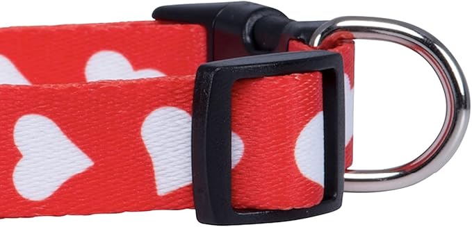 Native Pup Valentine’s Dog Collar- Valentines Day Pet Collars- Valentine Girly Hearts- Pink Red Heart- Cute Boy Girl Puppy Gift- Adjustable for Small, Medium, Large Breeds (Red Heart, Small)