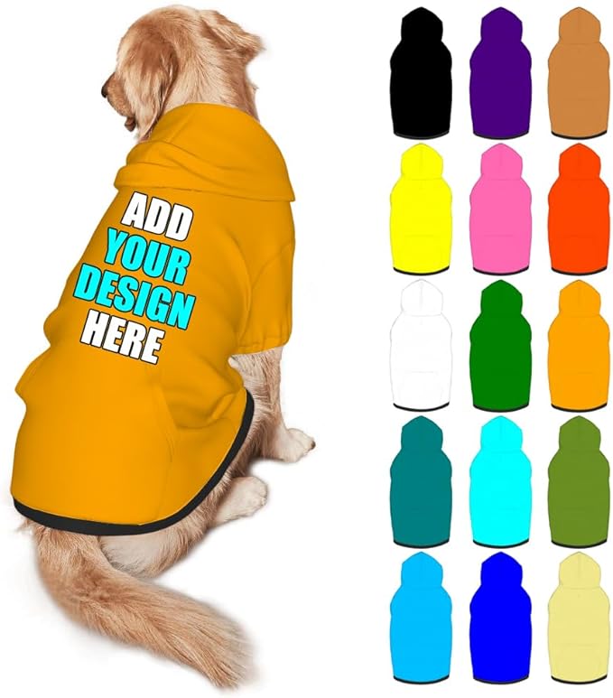 Custom Dog Clothes with Photo Name Logo Personalized Dog Sweaters for Small Medium Large Dogs Breathable Warm, Orange, XXL