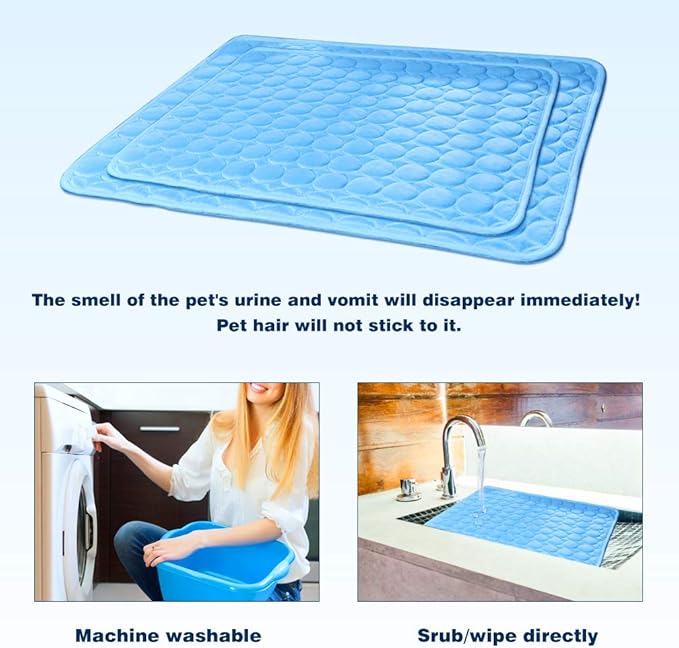 Washable Dog Ice Silk Self Cooling Mat for Indoor & Outdoor Dog Mat with Cooling Pad & Blanket