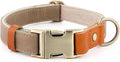 Plutus Pet Genuine Leather & Hemp Dog Collar – Adjustable Heavy Duty Pet Collar with Quick Release Metal Buckle, Soft & Stylish for Puppy and Small, Medium, Large Dogs (Ash Brown, S)