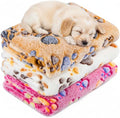 LeapSheep Pet Blankets for Dogs Cats - 3Pack Heart Pattern Super Soft Fluffy Dog Blankets for Small Medium Large Doggy Kitten (Paws, Large)