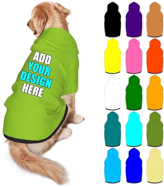 Customized Dog Hoodie with Name Logo Personalized Text Soft & Warm for Puppy Sweatshirt Hooded for Small Medium Large Dogs Girl/Boy Cats/Kitten, YellowGreen, S