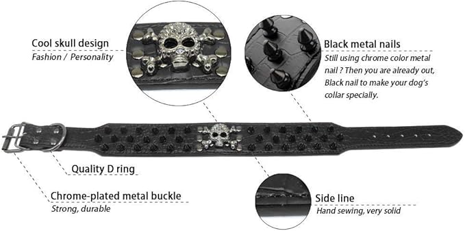 Serijoars Spiked Studded Dog Collar, PU Leather Dog Collar, Adjustable Pet Collars for Medium or Large Breed Pet (XL, Gold Brown2)