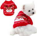 Christmas Dog Outfit Red Puppy Sweater for Small Dogs Girl Boy Elk Snowflake Cat Knitwear Reindeer Knitted Pet Clothes Santa Deer Costume for Chihuahua Yorkie Poodle (Red-2, X-Small)