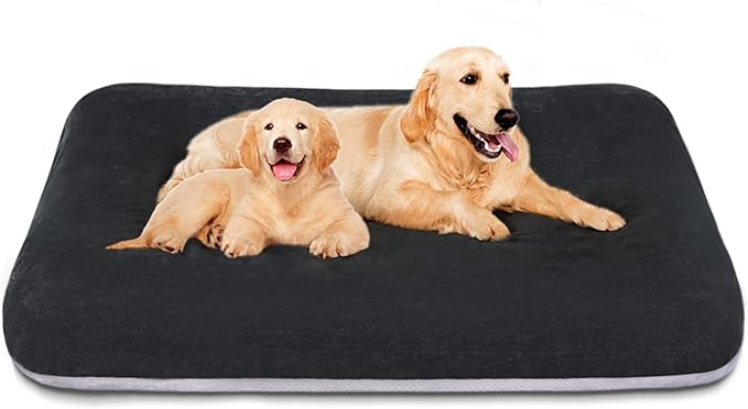 Magic Dog Super Soft Extra Large Dog Bed, 47 Inches Jumbo Orthopedic Foam Pet Beds with Anti Slip Bottom, Dog Sleeping Mattress with Removable and Washable Cover, Dark Grey XL