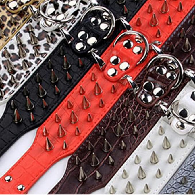 Serijoars Spiked Studded Dog Collar, PU Leather Dog Collar, Adjustable Pet Collars for Medium or Large Breed Pet (L, Camouflage5)