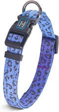 Roses&Poetry Small Dog Collar, Cute Leopard Style Adjustable Reflective Puppy Collars Durable Pet Collars for Small Medium Large Dogs(Violet-Leopard S)