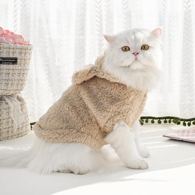 Selena Cat Bunny Ears Costume Cute Dog Kitten Hoodies Sweater Rabbit Ears Puppy Pet Apparel (Medium,Beige)