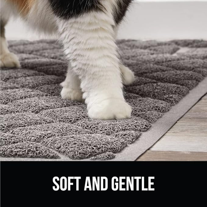 GORILLA GRIP Cat Litter Box Mat, Water Resistant, US Designed Kitty Litter Trapping Mats, Easy to Clean, Scatter Control, Less Mess and Clean Floors, Kitten Supplies for Indoor Cats, 24x17 Grey