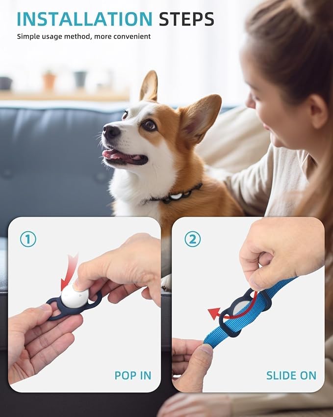 VB GPS Tracker for Dogs (2 Pack), Mini GPS Cat Tracker, Smart Pet Activity Tracker (iOS Only), No Monthly Fee, Compatible with Apple Find My, Anti-Lost, Finder Tag for Vehicles/Pets/Kids/Items