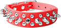 Spiked Dog Collar Soft Pu Leather Mushrooms Rivet Spike Studded Puppy Adjustable Pet Collars for Small Breeds (L, Red)