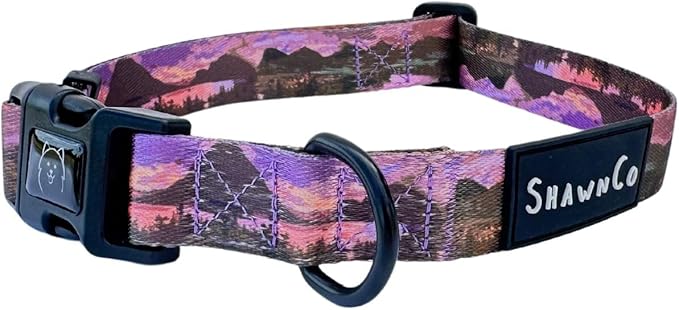 ShawnCo Dream Walk Dog Collar- Premium, Adjustable and Comfortable Pet Collar for Small, Medium, Large and Extra Large Dogs (L, Montana Daydream)