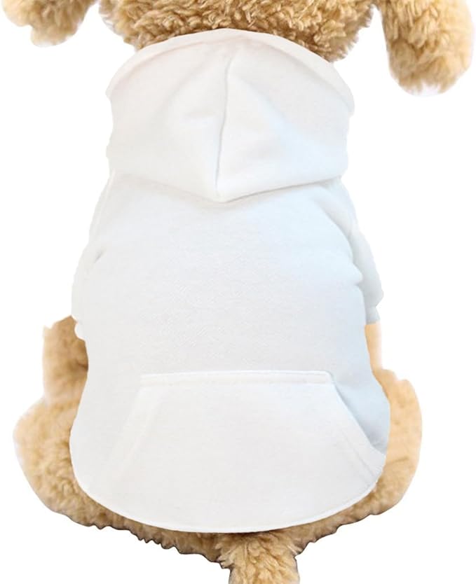 Jecikelon Winter Dog Hoodie Sweatshirts with Pockets Warm Dog Clothes for Small Dogs Chihuahua Coat Clothing Puppy Cat Custume (White, Large)