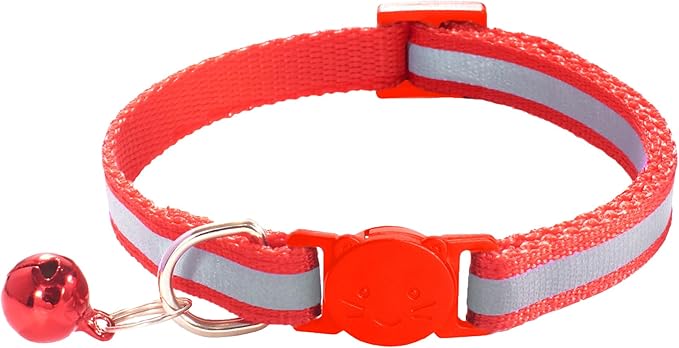 2 Pack Breakaway Cat Collars with Bells, Reflective Design and Claw Print Design, Safety Buckle, Adjustable 7.5-12.5 Inches for Kittens & Cats (Red)