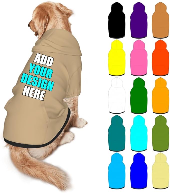 Customized Dog Hoodie with Name Logo Personalized Text Soft & Warm for Puppy Sweatshirt Hooded for Small Medium Large Dogs Girl/Boy Cats/Kitten, Tan, M