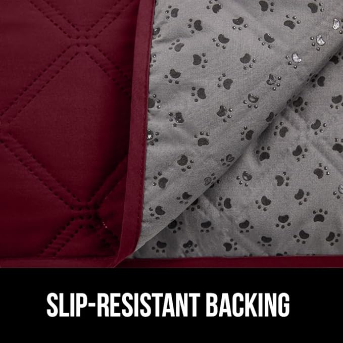 GORILLA GRIP Waterproof Bed Cover for Dogs, 82x68, Gripped Slip Resistant Backing, Leak Proof Washable Dog Blanket Covers Sofa, Couch, Sectional, Crate, Car, RV Seats, Pet Puppy Essentials, Burgandy