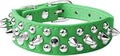 Spiked Dog Collar Soft Pu Leather Mushrooms Rivet Spike Studded Puppy Adjustable Pet Collars for Small Breeds (XS, Green)