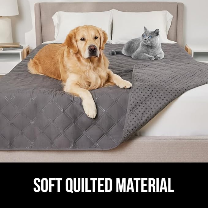GORILLA GRIP Waterproof Bed Cover for Dogs, 82x82, Gripped Slip Resistant Backing, Leak Proof Washable Dog Blanket Covers Sofa, Couch, Sectional, Crate, Car, RV Seats, Pet Puppy Essentials, Charcoal