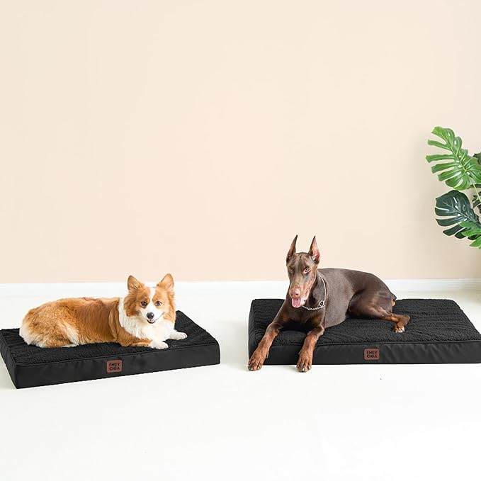 EHEYCIGA Orthopedic Medium Dog Beds for Small Dogs with Removable Washable Cover for Crate, Black, 30x20