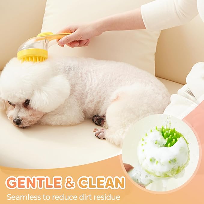 Pet Bath Brush, 2025 New 2 in 1 Dog Bath Brush with Built-in Shampoo Dispenser, Pet Wash Brush for Bathing Dog Grooming Massage Brush for Long Short Haired Dogs Cats Shower (Pink, Coarse teeth)